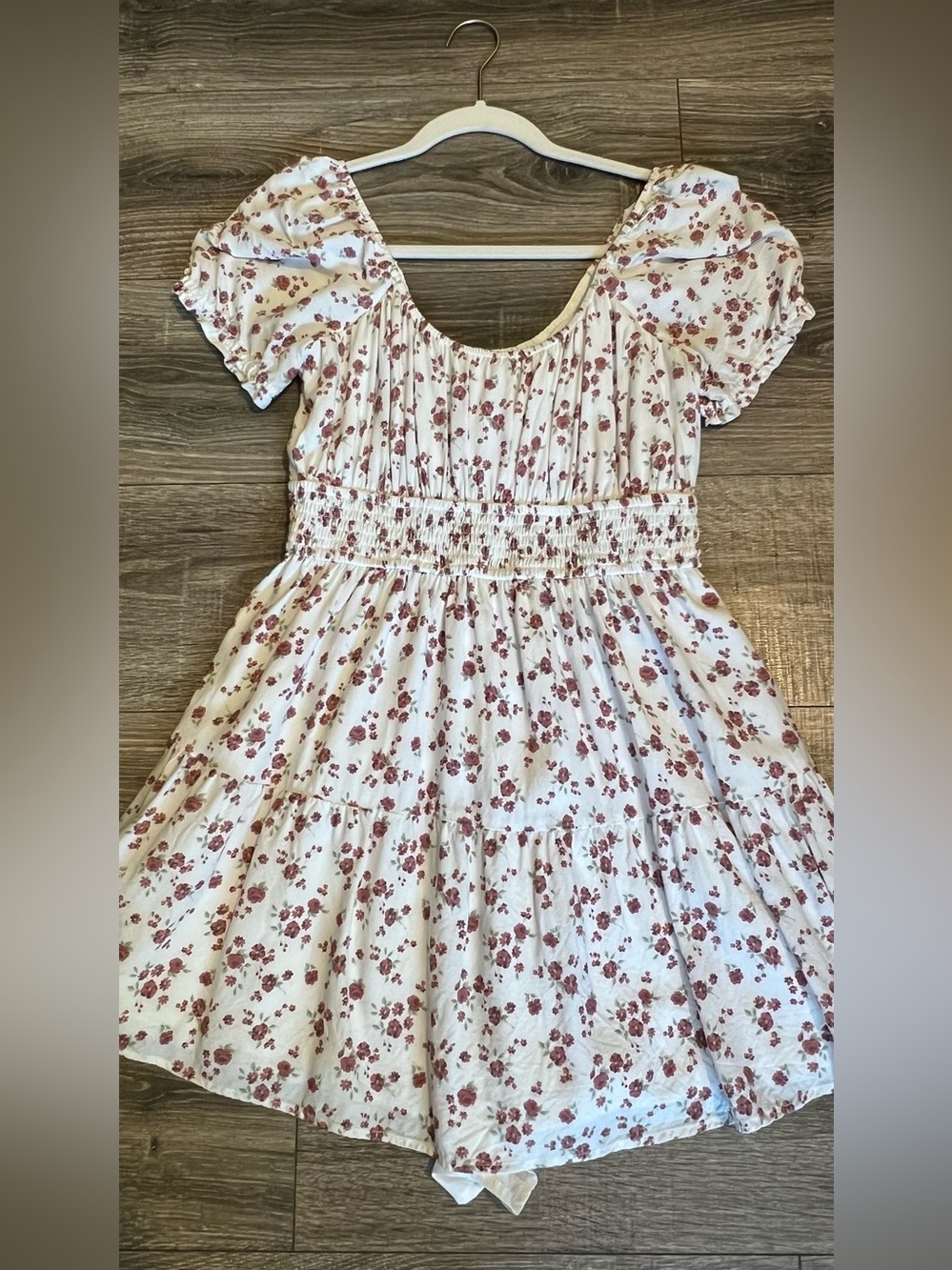 Hollister White Dress with Rose Pink Floral Print